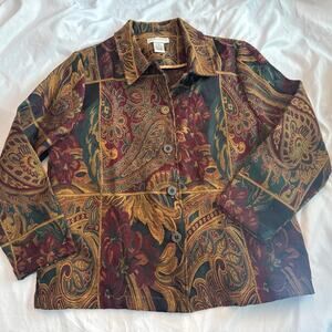 DRAPER'S & DAMON'S PETITES, PM, TAPESTRY LOOK JACKET BLAZER, EUC